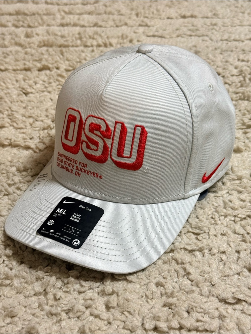 Nike Adult Ohio State Buckeyes Photon Dust 'Engineered For' Adjustable Hat M/L - Picture 1 of 8